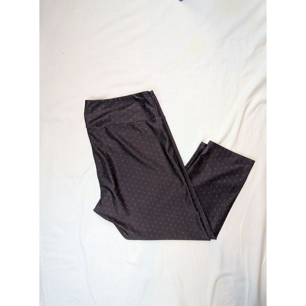 Onzie Polka Dot High Waist Crop Leggings Size XL Black White